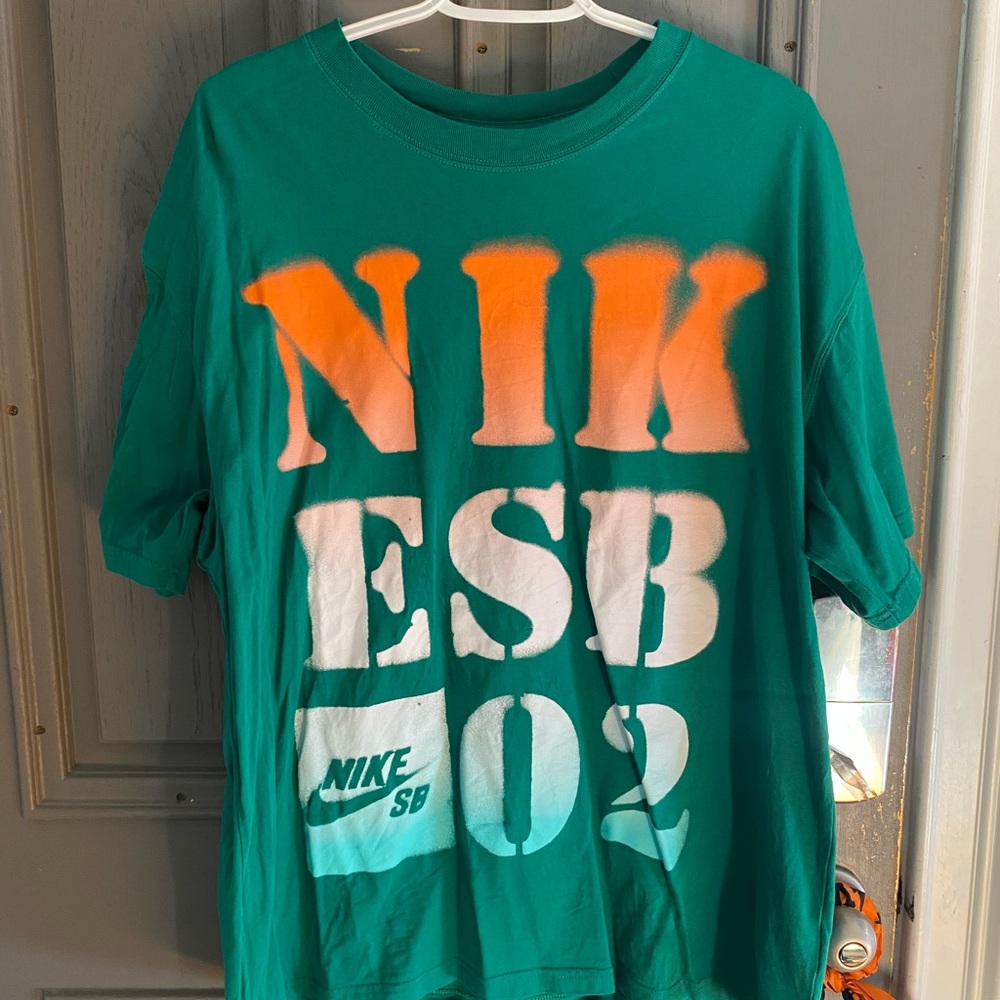Nike Green and Orange Graphic Tee